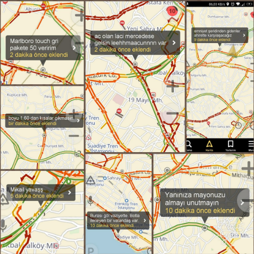 yandex navigasyon da en komik trafik yorumlari